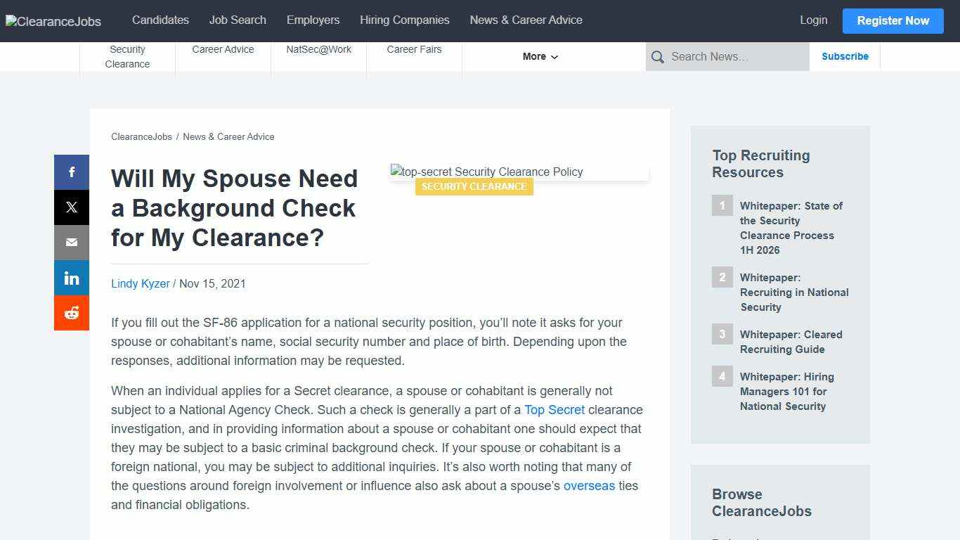 Will My Spouse Need a Background Check for My Clearance? - ClearanceJobs